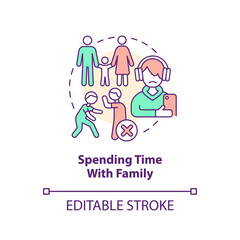 Spending time with family concept icon. Relationship. Parent teen conflict area abstract idea thin line illustration. Isolated outline drawing. Editable stroke. Arial, Myriad Pro-Bold fonts used