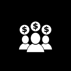 Employee cost  icon isolated on black background