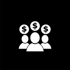 Employee cost  icon isolated on black background