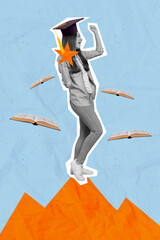 Photo poster collage of young student university knowledge september graduation day celebrate...