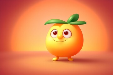 Cute Cartoon Orange Character, made with generative AI