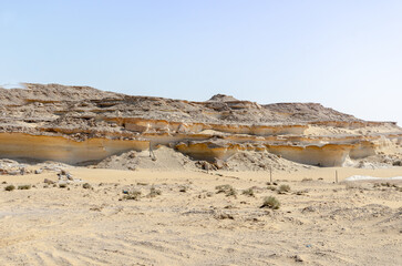 Bu Salwa Shelf Hills Desert landscape with limestone hillocks in the background