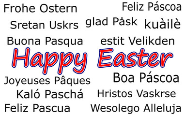 Happy Easter international wordcloud - illustration