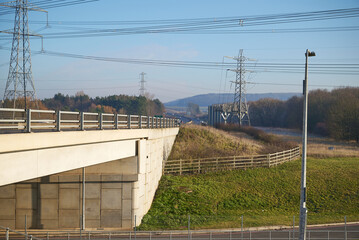 Modern road bridge in Nottinghamshire, UK