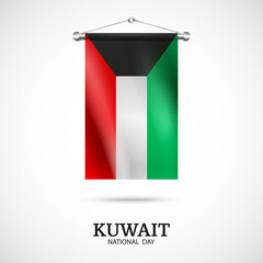 Vector Illustration of National Day Kuwait. Celebration banner. Kuwait flag
