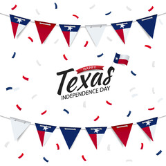 Vector Illustration of  Texas Independence Day. Garland with the flag of Texas on a white background.
