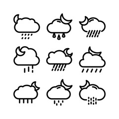 night rain icon or logo isolated sign symbol vector illustration - high quality black style vector icons