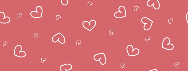 Seamless abstract pattern with contoured hearts. Red pattern for texture, textiles, banners and simple backgrounds