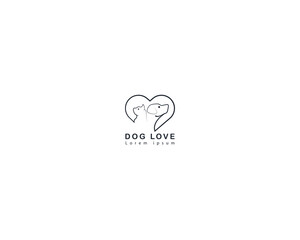 Dog love logo design template, pet love logo design suitable for pet shop, store, cafe, business, hotel, veterinary clinic, Domestic animal vector illustration logotype, sign, symbol vector.