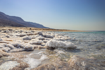 Death Sea, Jordan - Rocks covered with salt 