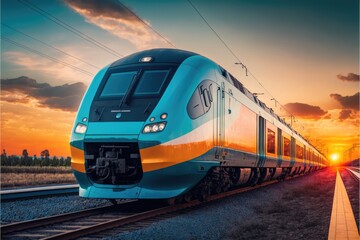 Naklejka premium train on the railway made with generative ai