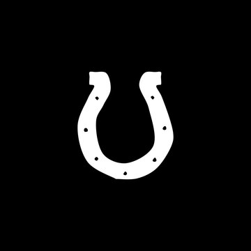 recommend clip art: Horseshoe hand drawn icon isolated on black background. 