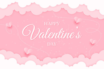 Valentines day background with heart in paper cut design