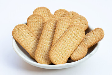 Biscuits on white background.