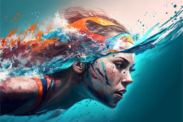 Swimming poster of an athlete underwater