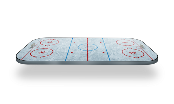 hockey field from above - texture isolated on free PNG background. 3D in cell phone form