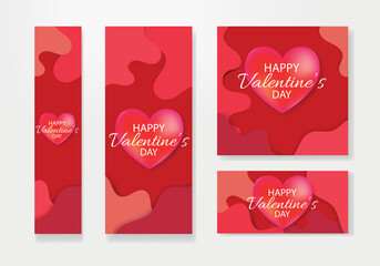 set of valentines sale banner for social media post template vector. Cute love sale banners, vouchers or greeting cards