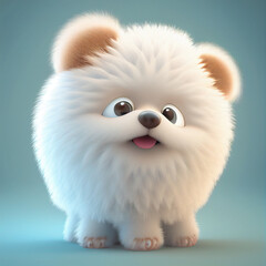 Obraz premium Fluffy cute caricature puppy dog, generative ai 