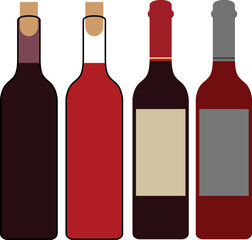 Set of  bottles of alcohol drinks. Bottles of wine vector illustration