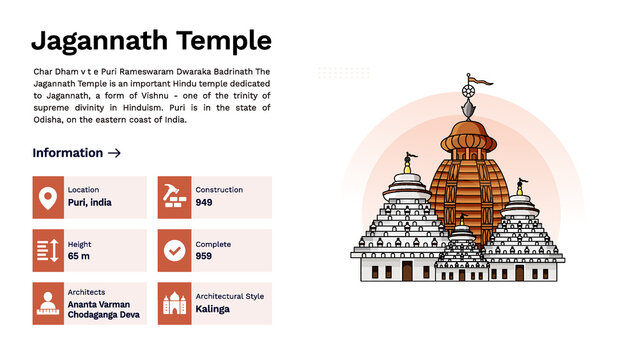 The Heritage of Jagannath Temple Monumental Design Vector Illustration