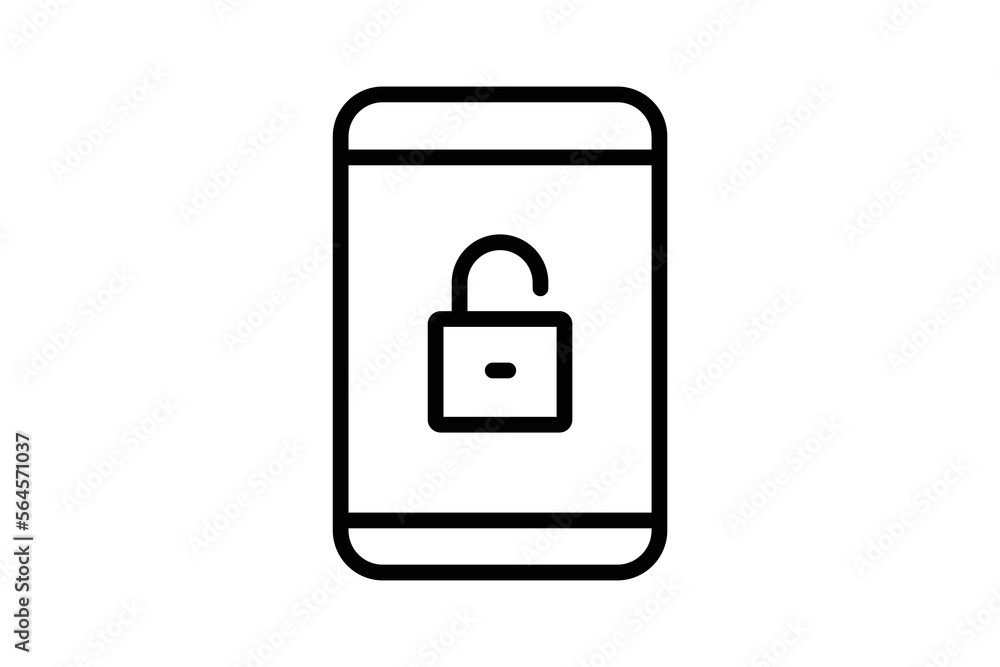 Aufkleber open system icon illustration. mobile phone icon with padlock. icon related to security. line icon s