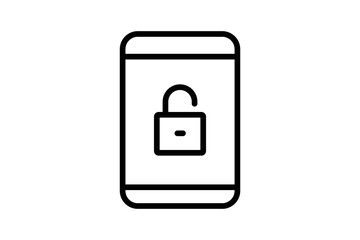 open system icon illustration. Mobile phone icon with padlock. icon related to security. Line icon style. Simple vector design editable
