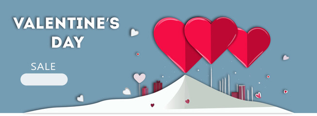 Fototapeta na wymiar Valentine's day sale background.Romantic composition with hearts. Vector illustration for website, posters, ads, coupons, promotional materials.