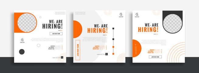 We are hiring job vacancy social media post banner design template with green and black color. We are hiring job vacancy square web banner design.