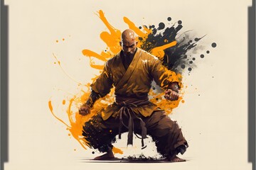 A kung fu karate champion or fighter. - obrazy, fototapety, plakaty