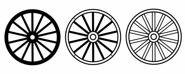 wagon wheel icon set isolated on white background - obrazy, fototapety, plakaty