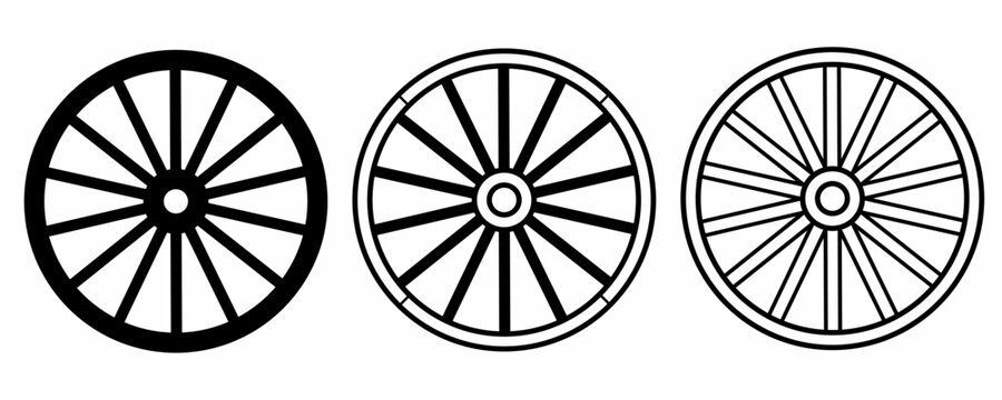 wagon wheel icon set isolated on white background