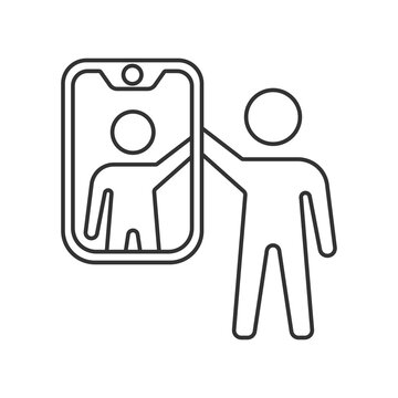 Selfie vector icon. Line sign for mobile concept and web design. Symbol, logo illustration. Vector graphics