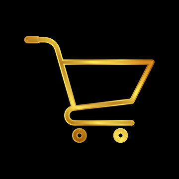gold trolley, trolley icon vector logo template