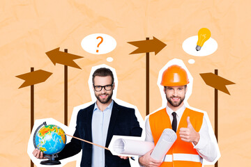 Photo sketch graphics collage artwork picture of man can choose different career variations...