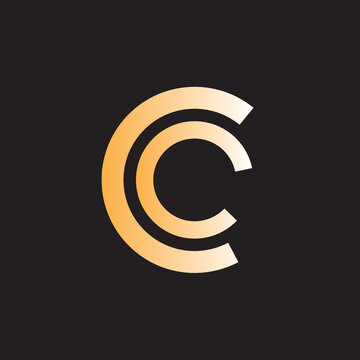 illustration half circle and letter C logo icon.