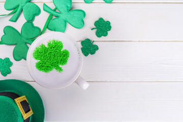 Coffee latte for St. Patrick's Day