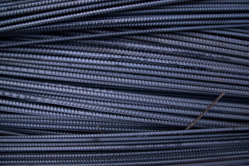 Steel wire in construction site, closeup of steel wire for construction