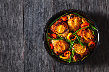 honey mustard lemon chicken thighs with veggies