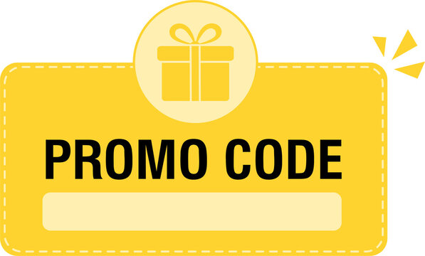 Promo code banner with gift box. Illustration for concept of sale, discount, coupon, promotion