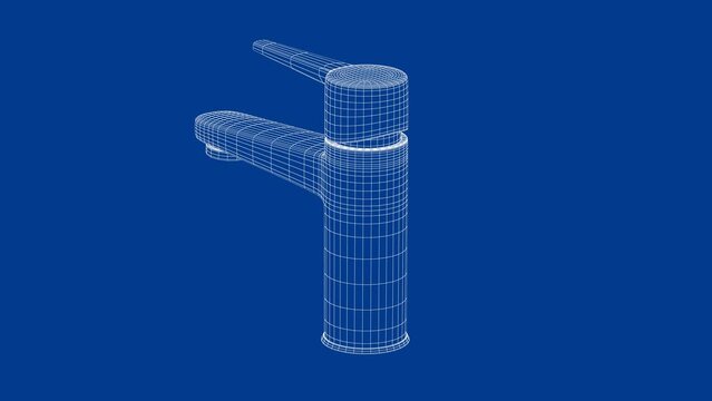 3D wire-frame model of bathroom faucet