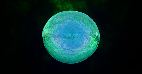 Naklejka premium Abstract round green melted sphere liquid iridescent futuristic swirling, abstract background morphing