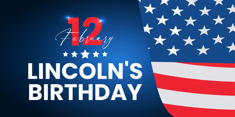 Fototapeta na wymiar Lincoln's Birthday. February 12 with hat. Holiday concept. Template for background, banner, card, poster with text inscription.