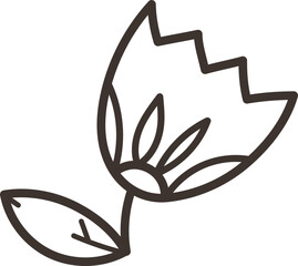Doodle ornate flower emblem with vine. Logo for beauty studio, children books, kid and game design
