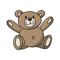 Cute brown bear, toy for children, vector cartoon