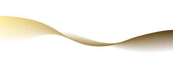 Abstract 3D smooth curve wave gold gradient isolated on transparent background for design elements in concept luxury, modern, music, science, technology. © korkeng