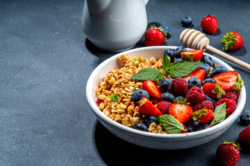 Healthy breakfast granola with berry