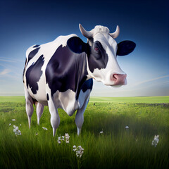 Cow in pasture, created with Generative AI technology.