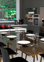 3D Rendering Modern Kitchen