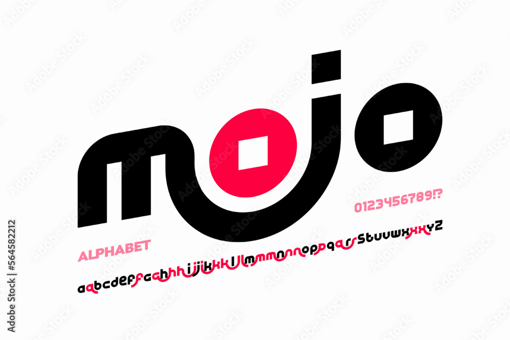 Poster linked letters font design, alphabet and numbers vector illustration