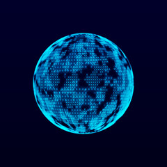 Abstract technology sphere with connecting dots, lines and triangles. Digital abstract network structure. 3D rendering.